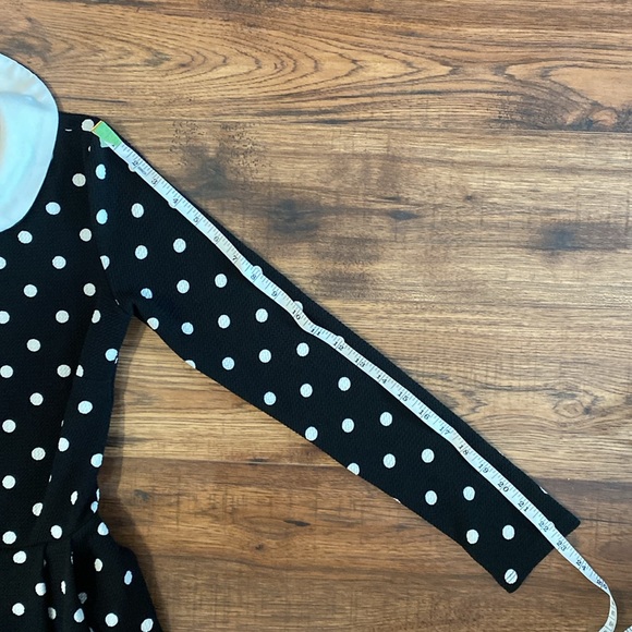 💜XS💜 Retro Dress Wednesday Addams Polka Dot Peter Pan Collar Flare Long Sleeve - Picture 4 of 8